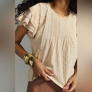 By Anthropologie Pintuck Lace Blouse size Medium